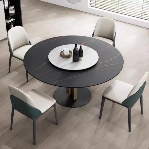 Luxury Dining Room Furniture Stainless Steel Base Dinner Table Modern Round Ceramic Or Marble Top Dinning Table Set
