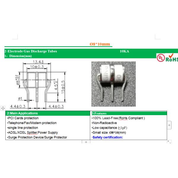 8DL090M Gas Discharge Tube Arrester Ø8*10mm Three Pole Ceramic