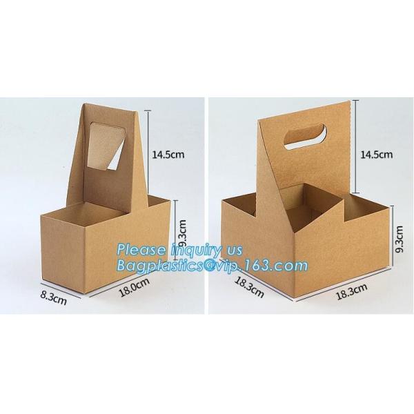 Eco Friendly Disposable Kraft Paper Take Out 2 Pack Coffee Cup Drink Carriers 2 Pack Paper Cup Holders bagease package