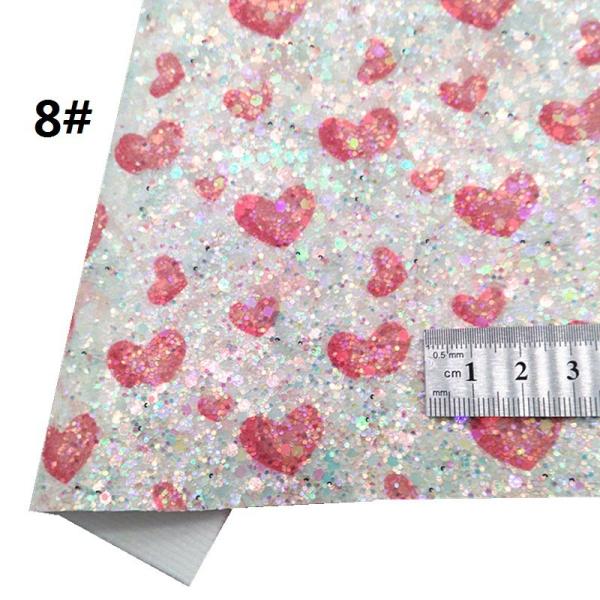 Printed Pink PU Polyurethane Leather Glitter Valentine'S Day Love Shape Gretel
