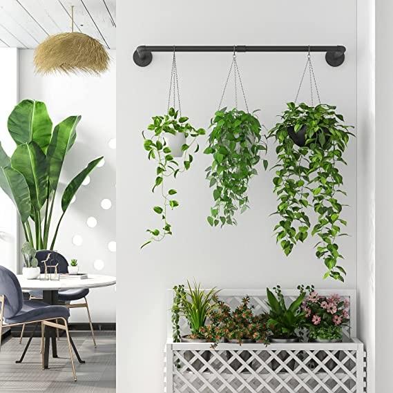 Fácil de montar porta-planta pendurada para decoração doméstica jardim de ervas interiores ao ar livre preto