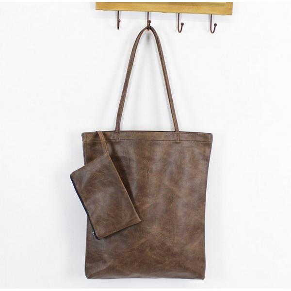 Korea retro minimalist literary fresh wild solid color PU shoulder bag shopping bag bag casual female picture