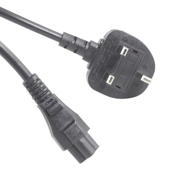 UK 3-Pin Plug to C5 Power Cord 250V 5A for Laptops Monitors