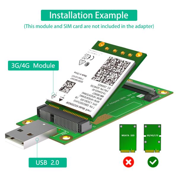 Mini PCI-E to USB Adapter With SIM card Slot for 3G/4G/ WWAN/LTE Module