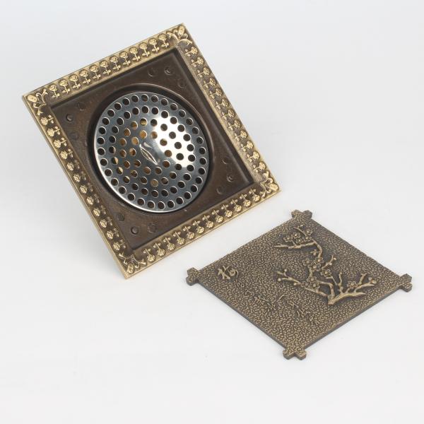 Modern 5-Inch Brass Bathroom Shower Drains Square Shower Floor Waste Drain with Basin Usage for Hotels