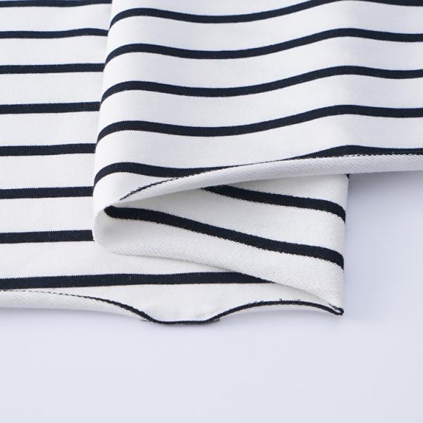 Twill Knitted Organic Terry Fabric , 40S Lycra Cotton Striped Fabric
