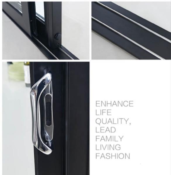 Three Tracks Black Aluminium Frame Glass Doors Foldable 2.0mm Thick