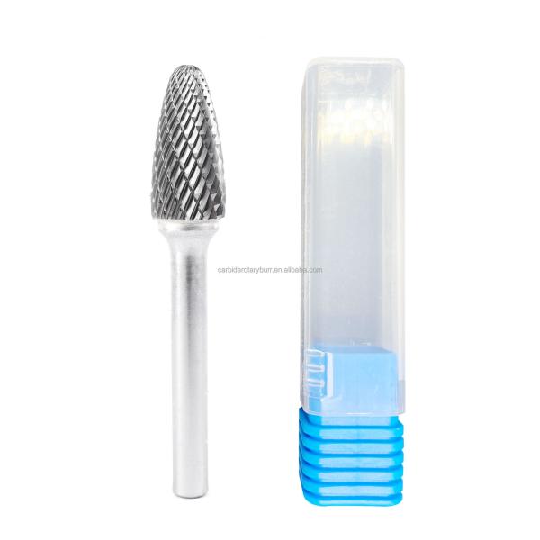 Free Sample Rotari Power Tool Parts 6mm Tree Shape Double Cut End Grinding Die Grinder Bits Tungsten Rotary File Carbide Burr