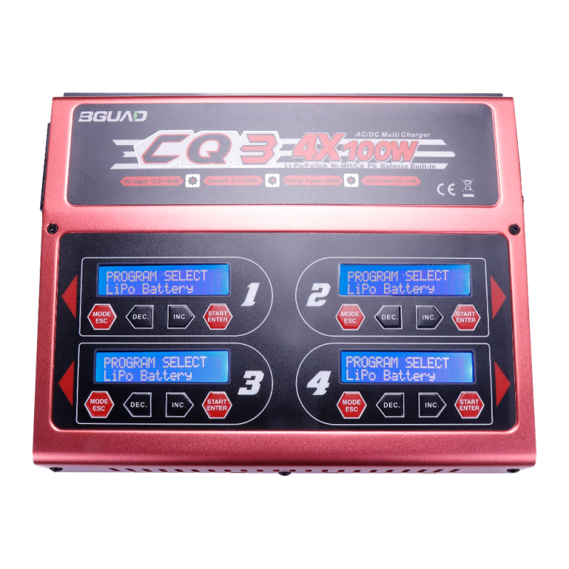 EV-PEAK CQ3 100W X 4 RC Multi-Function Smart Intelligent Balance Charger 4 Channel for UAV for Lipo LIHV LiFe NiMH Pd Batteries