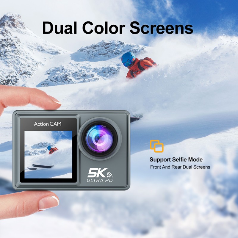 Best Popular 5K Dual Touch Screen Action Camera WiFi Remote Control Waterproof Cam for Outdoor Adventure Shooting