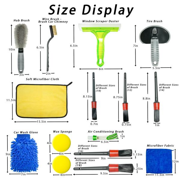 15 Pieces Car Detailing Brush Kit Microfibre Tire Brush Used