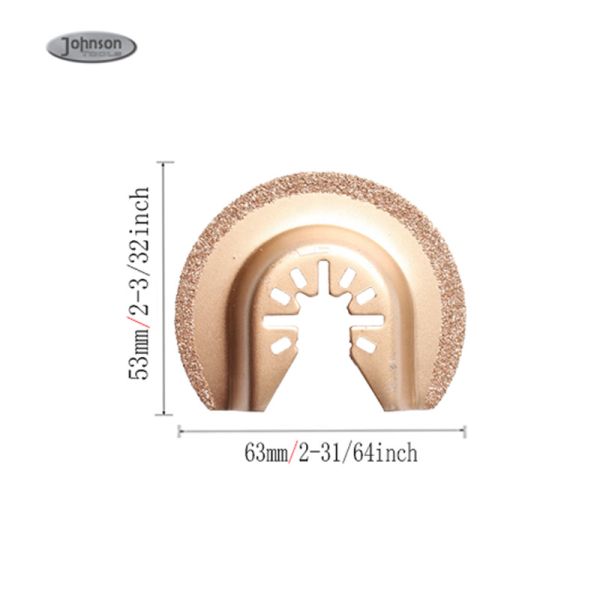 63mm Semi Circle Carbide Diamond Multi-Tool Oscillating Saw Blade For Masonry, Grout, Tile And Drywall