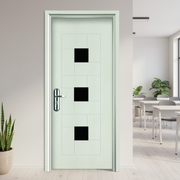 Durable WPC Glass Door with Hollow Composite Frame Providing Moisture Resistance Heat Insulation and Superior Strength