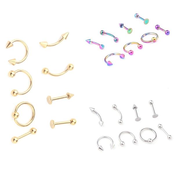 16G Titanium Anodized Stainless Steel Body Jewelry Helix Piercing Ear Eyebrow Nose Lip Captive Rings Freeshipping