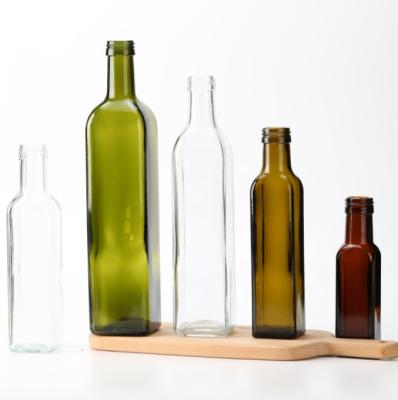 Sealing Type Pull Ring Square Clear Glass 250ml 500ml Olive Oil Bottle With Lid