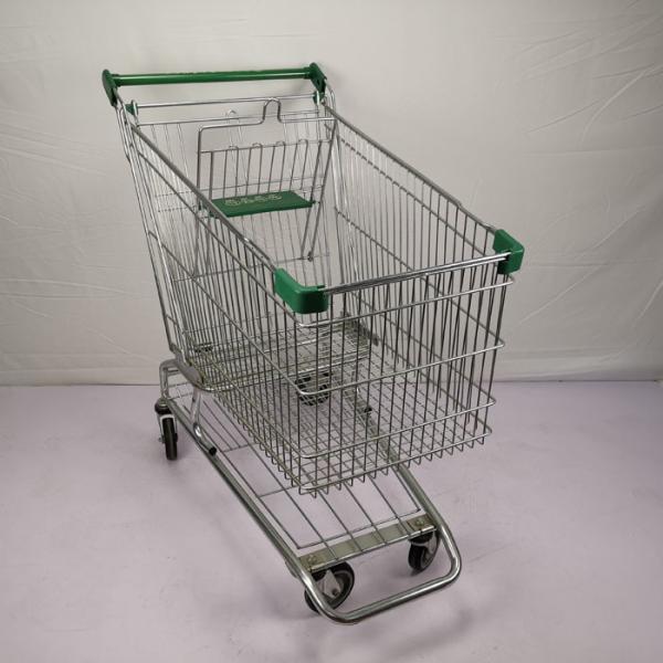 O plutônio roda o carrinho de compras do metal do trole 210L das compras na mercearia com chassi da bebida