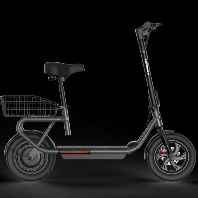 12-inch Foldable Electric Scooter with Front & Rear Dual Suspension, Rear Seat & Cargo Basket for Commuting & Shopping