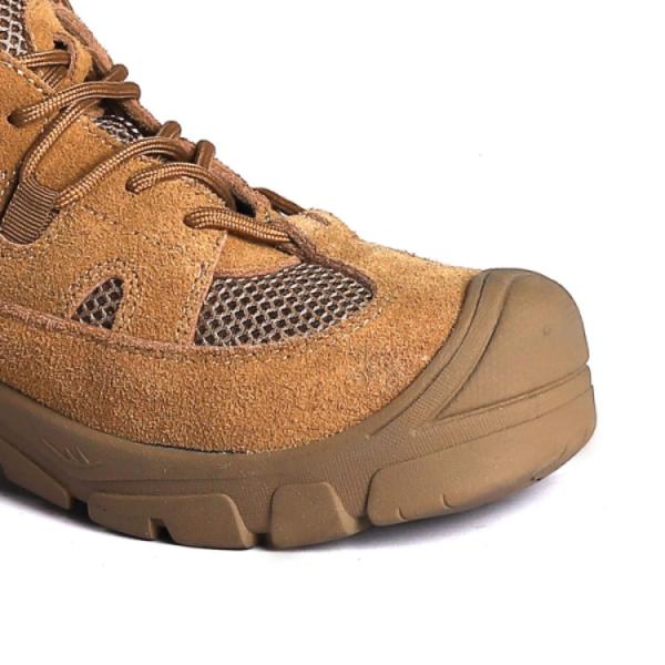 Comfortable Unisex Mesh Microfiber Leather Upper Rubber Material Brown Breathable Safety Shoes