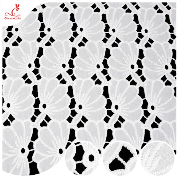 Collection Polyester Charmant dentelle trous Fleurs Broderie Guipure dentelle tissu