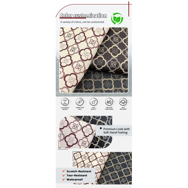 Synthetic PVC Artificial Leather Fabric Four Leaf Clover Printed Waterproof Lining Bag Packaging Phone Shell Sofa
