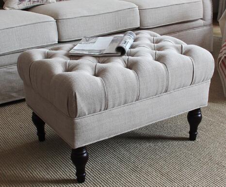 Upholstered Bedroom Ottoman Bench Oak Wood Luxury Furniture For Hotel