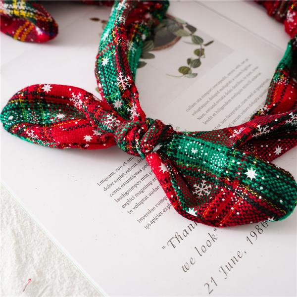 Christmas kids girls Fabric cute hair bands Amazon Ladies Stretch Bunny ears Headband accessories knot headband