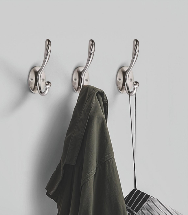 Nordic Black Simple Hook Metal Coat Hat Hook for Wall Zinc Clothing Coat Wall Hooks