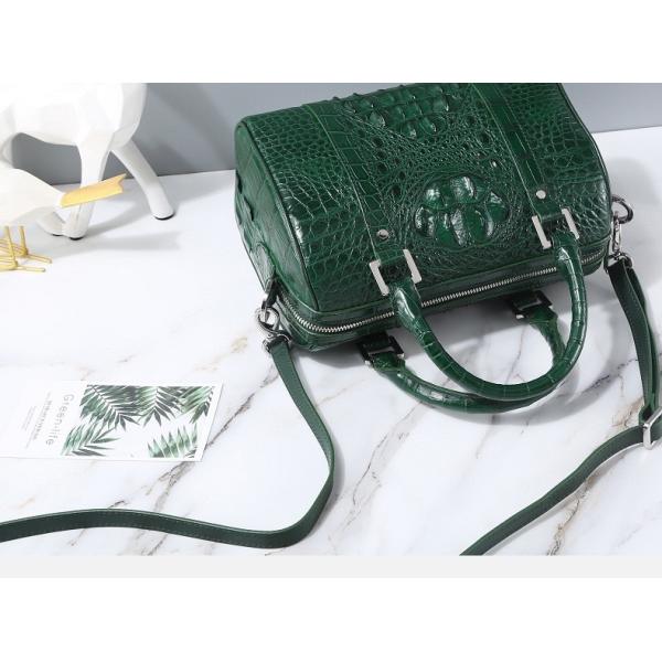 Fashion Lady Purse Genuine Crocodile Leather Women's Small Boston Bag Exotic Real Alligator Skin Female Zipper Handbag