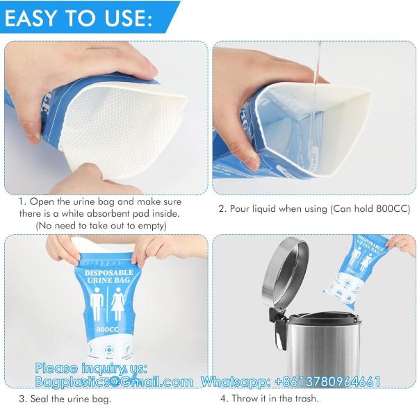 Emergency Urinal Bag, Pack Portable Camping Pee Bags, Travel Pee Bags, Traffic Jam Emergency Portable Urine