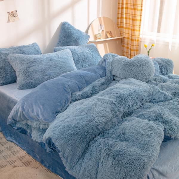 Customized Shaggy Plush Duvet Cover Sets Soft Winter Bedding with No Filling