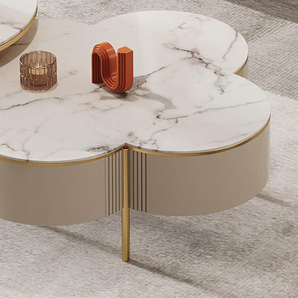 Butterfly Shaped 90cm Round Rock Coffee Table 150KG Light Luxury Tea Table