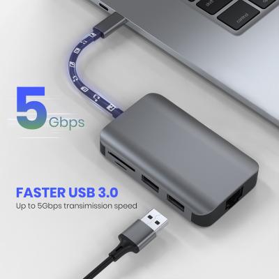 4 motorista portuário plástico do cubo de USB 3,0, tipo cubo de USB de C com adaptador dos ethernet