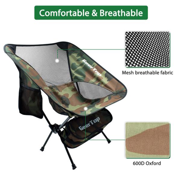 Camouflage 300lbs Load Fold Up Camping Chairs For Picnic