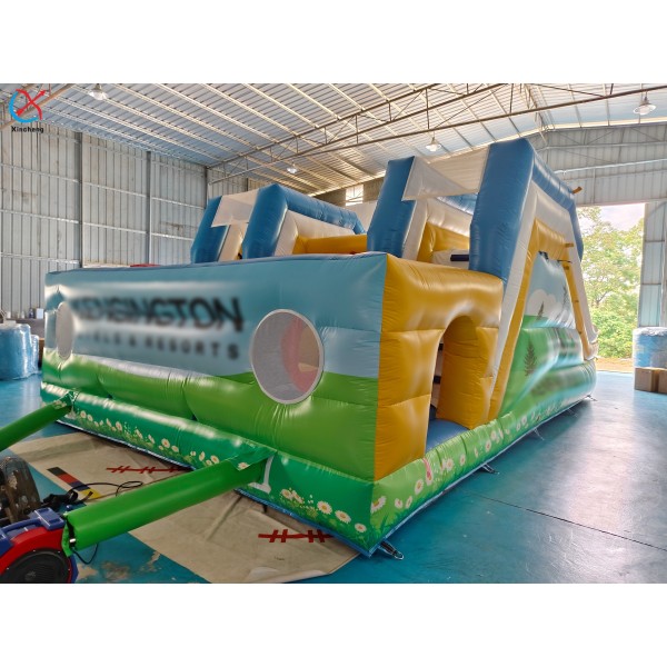 Commercial Inflatable Double Slide Bounce House With Obstacles Inflatable Playground for Event