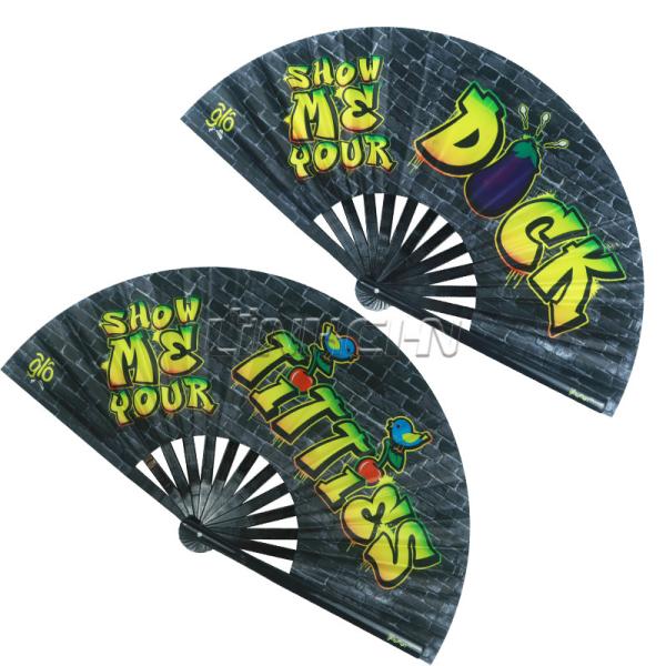 13inch Large Rave Fan Popping Fan Clacking Fans for Line Dancing,Hand Fans for Women Foldable,Boots on The Ground Fan