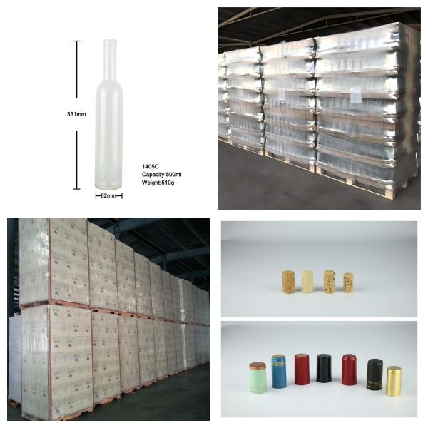 Heavy Weight Colored Empty Wine Bottles 500ml 17oz For Premium Wine 510g 1405C