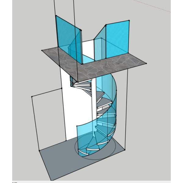 Spiral Staircase VH09S Spiral Stainless Steel Stair Tread Beech Curved Glass Handrail 304 Stainless Steel Railing Glass