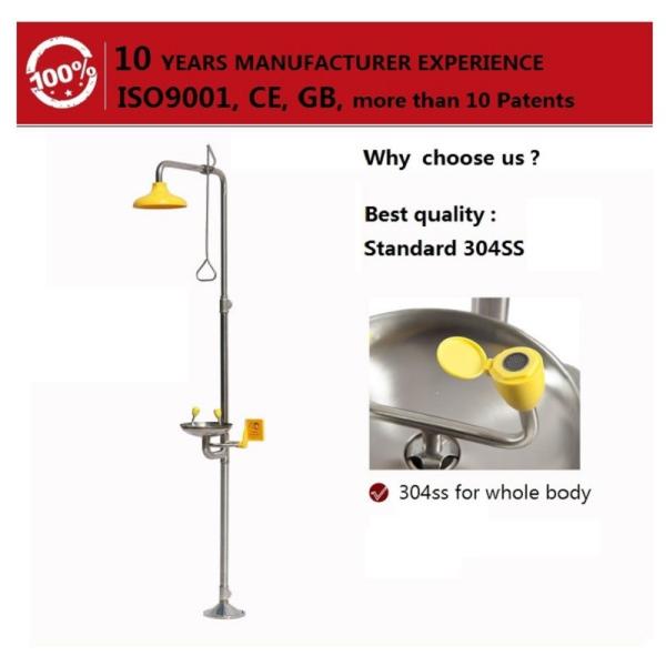 Customize SS304 emergency shower and eyewash station factory chemical place safety protection