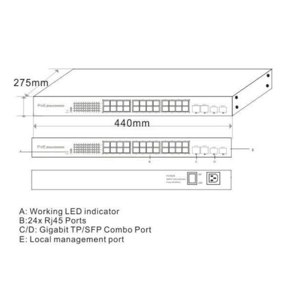 24 Port 10 / 100M Industrial Ethernet Switch Din Rail Mount With 2 Gigabit TP / SFP Combo Ports