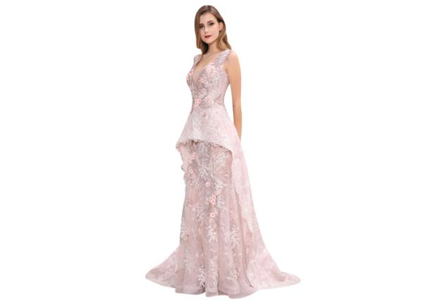 Lace Embroidered Bridesmaid Long Evening Gowns Fishtail Mermaid Type