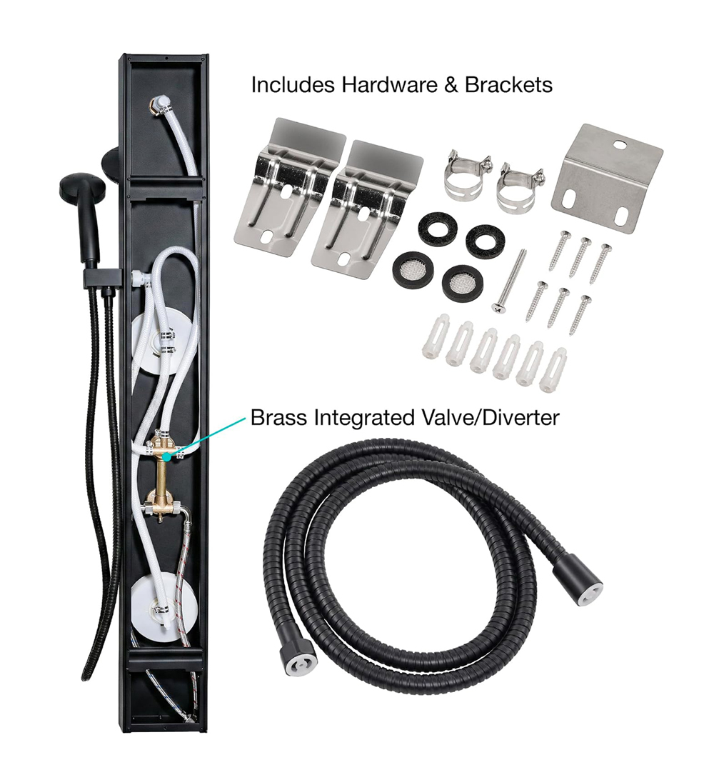 Modern Stainless Steel Luxury Bathroom RV Shower Panel RV 4-Spray Rain Shower SS Brushed Surface with Backside massage function