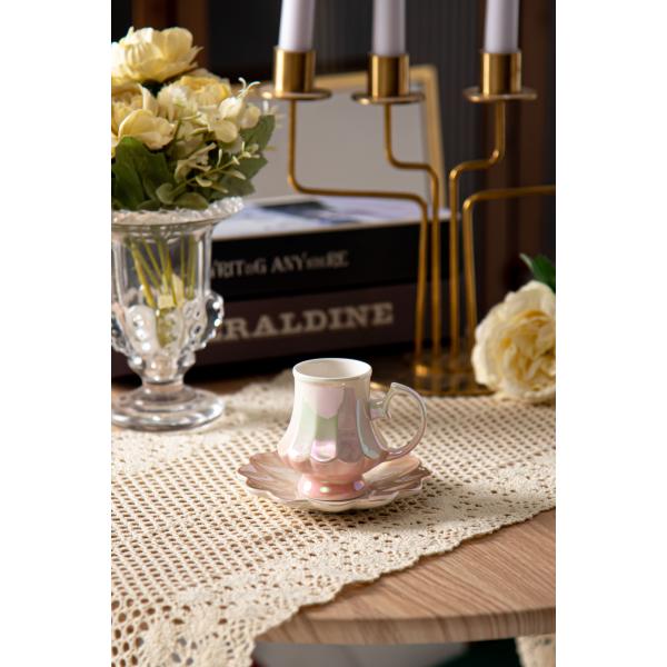 Порцелановый арабский набор турецких чашек из 6 розовых чашек и тарелки