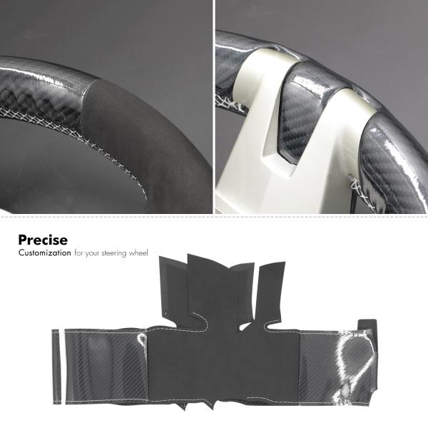 Interior Accessories Factory Price Hand Stitched Black Carbon Fiber Suede Steering Wheel Cover for Chevrolet Camaro 2010-2013