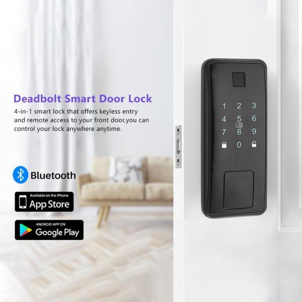 Silver Smart Deadbolt Door Lock RFID Card Fingerprint Door Lock