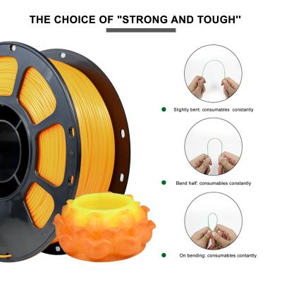 3D Printer PLA+ Filament Dual Color Changing With Temperature Pine Orange To Yellow  1.75mm (+/-0.03mm),2.2LBS(1KG)