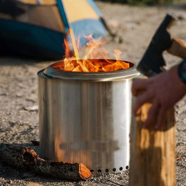 Portable 304 Stainless Steel Sliver Or Black Smoke Free Fire Pits For Cooking BBQ