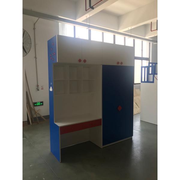 Customized Safe Children Furniture Solid Wood and MDF Bunk Bed for Kids Bed Blue for Boy with Basketball Hoop and Slide