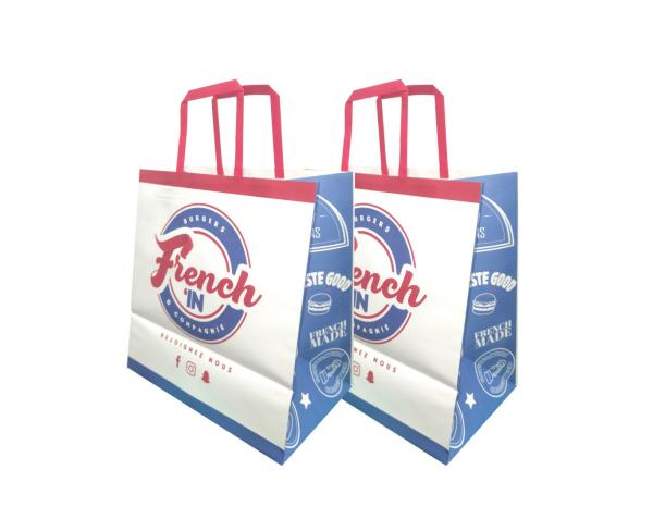 Sacos impressos do almoço do papel de embalagem de Brown que empacotam com o fornecedor de papel liso do punho