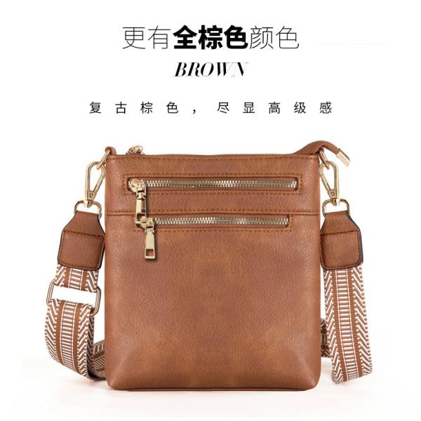 NEW DETACHABLE JACQUARD STRAP RETRO COLOR PU LEATHER CROSSBODY BAG CROSS-BORDER WOMEN'S BAG