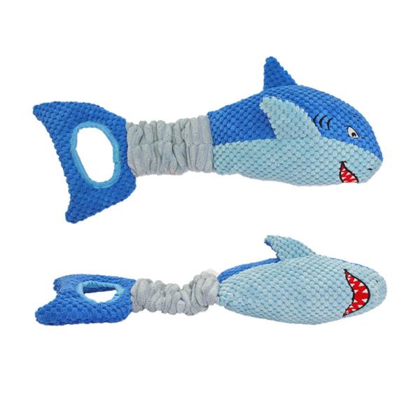 Juguete interactivo de tiburón de peluche para perros Pequeño juguete de masticación duradero para perros grandes y pequeños